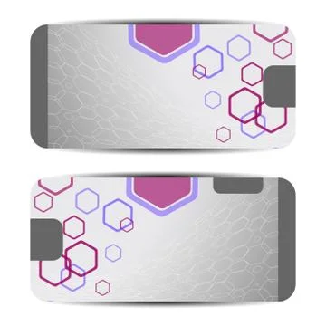 Blank of gift voucher with hexagon pattern on the gray background with shadow Stock Illustration