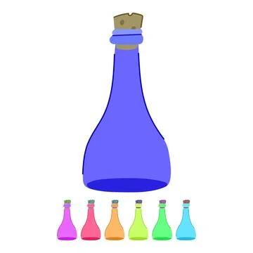 Blank glass bottle vector cartoon graphic Stock Illustration