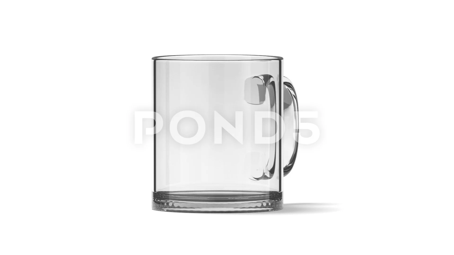 Glass mug. Transparent tea cup isolated vector mockup blank