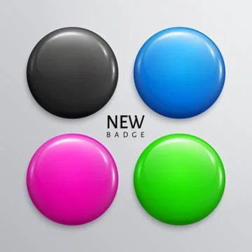 Blank glossy badges or web buttons in four colors. Stock Illustration