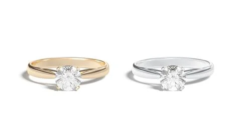 Blank gold and silver ring with diamond mockup, front view Illustrazione stock