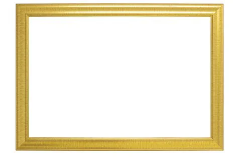 Blank golden frame without pattern  isolated on white background. Stock Photos