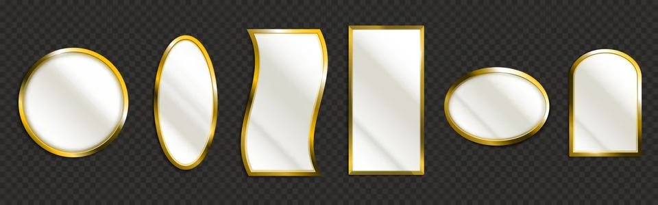 Blank golden frames on transparent background set Stock Illustration