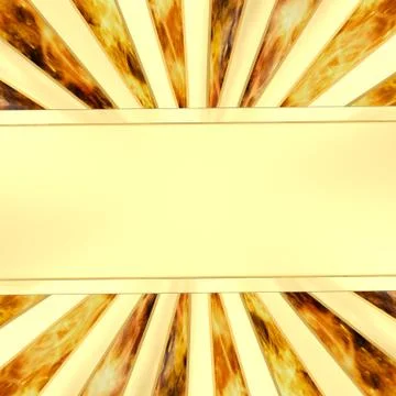 Blank golden plate on rays background with flame Illustrazione stock