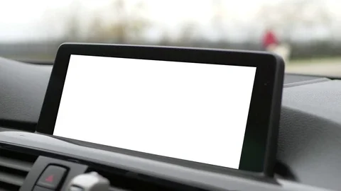 Blank GPS Navigation Screen, Road Map System ,White Rotoscope Extreme Close Up Stock Footage 85232426