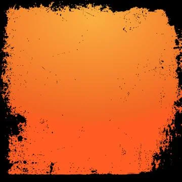 Blank gradient orange square Halloween background with black grung Stock Illustration
