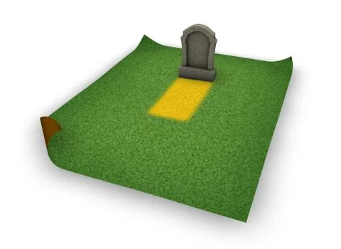 Blank gravestone on grass surface - 3d illustration Stock Illustration