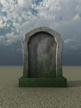 Blank gravestone under cloudy sky  - 3d illustration Stock Illustration