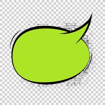 A blank green comic book speech bubble with retro halftone dots transparent.. 库存插图