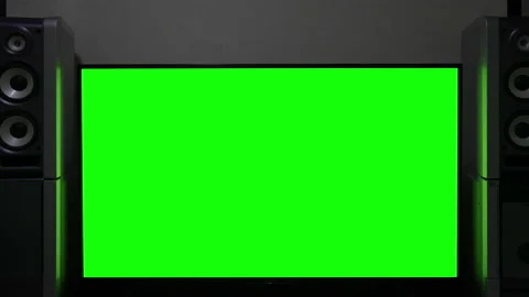 Blank green computer screen or television in close up Stock Footage 167167012