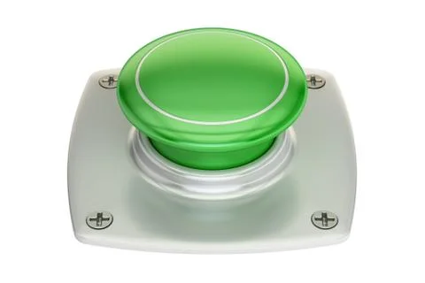 Blank green push button, 3D rendering 스톡 일러스트
