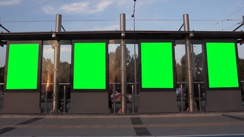 Blank, green screen chroma key frame crowded place with cars, traffic.  Stock Footage 126734472