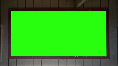 Blank Green Screen Mockup Sign Framed on Wooden Wall for Advertising Display 動画素材 341337459