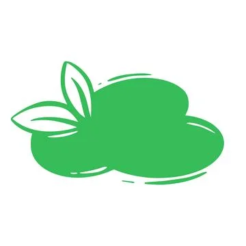 Blank green sticker in form of cloud with leaf Stock Illustration