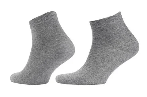 Blank grey  cotton medium socks on invisible foot isolated on white backgroun Stock Photos