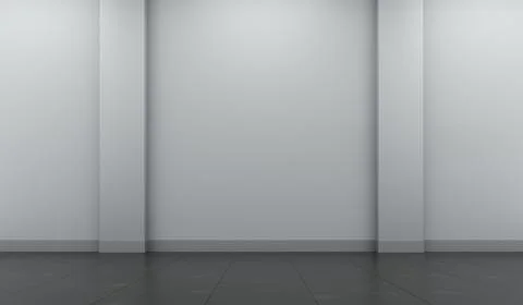 Blank grey wall at empty public space with artificial light. Stock Illustration