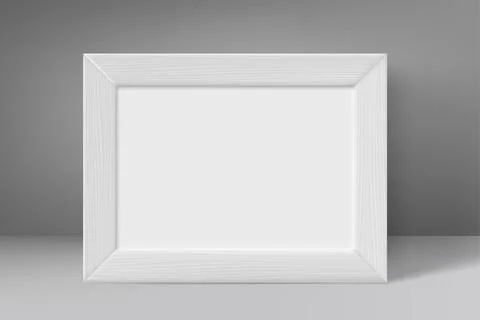 Blank grey wood frame with white paper. 3d vector mockup Stock Illustration