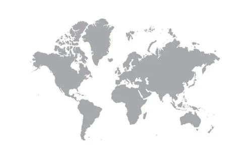 Blank Grey World map isolated on white background. popular World map Vector g Stock Illustration
