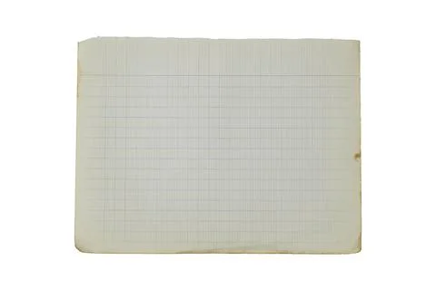 Blank Grid Graph Paper Notebook Page With Blue Lines And Soft Vintage Texture Stock Photos