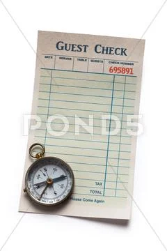 Blank Guest Check and compass Stock Photos