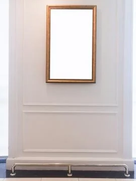 Blank guide post on white wall in shopping mall Photos