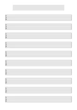 Blank Guitar (6 strings) tablature sheet template Stock Illustration