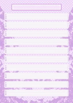 Blank Guitar (6 strings) tablature sheet template in girly pink Stock Illustration