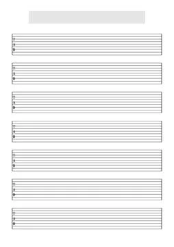 Blank Guitar (9 strings) tablature sheet template Stock Illustration