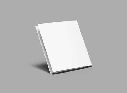 Blank Half Fold square brochure render to present your design. Stock Illustration