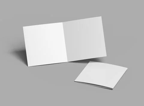 Blank Half Fold square brochure render to present your design. Stock Illustration