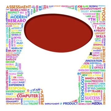 Blank head with brain speach and word cloud outside for business concept Stock Illustration