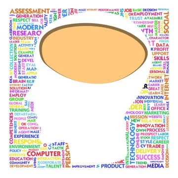Blank head with brain speach and word cloud outside for business concept Stockillustratie
