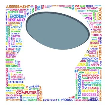 Blank head with brain speach and word cloud outside for business concept イラスト素材