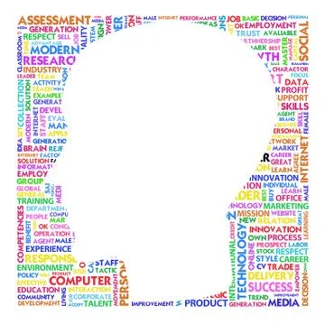 Blank head with brain speach and word cloud outside for business concept Stock Illustration