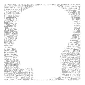 Blank head with word cloud outside for business concept Stock Illustration