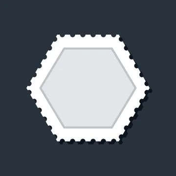 Blank hexagon white paper postage stamp Stock Illustration