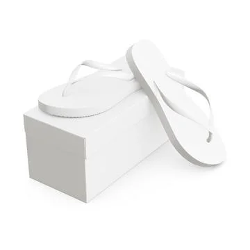 A blank image of a flip flop with a box isolated on a white background Stock Illustration