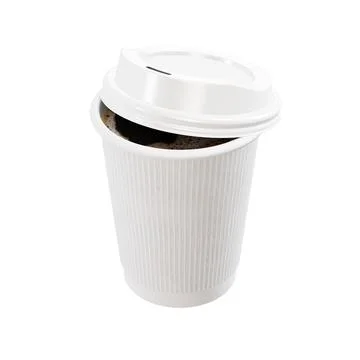 A blank image of a Half Opened Coffee Cup isolated on a white background Illustrazione stock