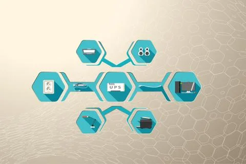Blank of infographics set of desktop computer peripherals electrical connecti Stock Illustration