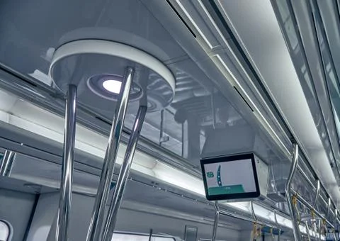 Blank information screen inside subway train Stock Photos
