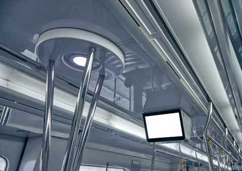Blank information screen inside subway train Foto stock