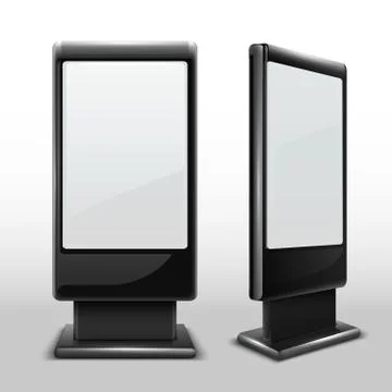 Blank interactive outdoor kiosk. Digital tv standing touch screen isolated Stock Illustration