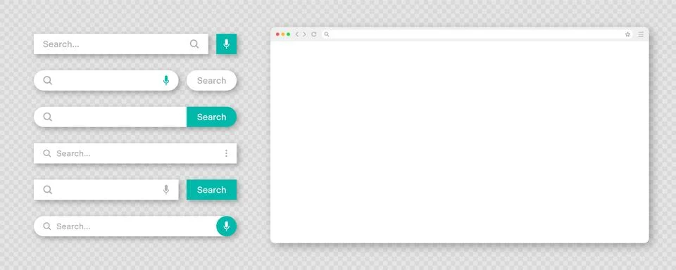 Blank internet browser window with various search bar templates. Web site engine イラスト素材