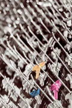 Blank keys and three of them on a special  wall Foto stock