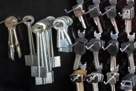 Blank keys on a special  wall Foto stock