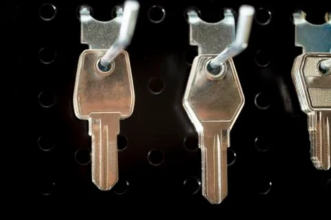 Blank keys on a special  wall Foto stock