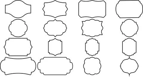 Blank Label Frames and Borders for Tags, Badges, and Packaging Stock Illustration