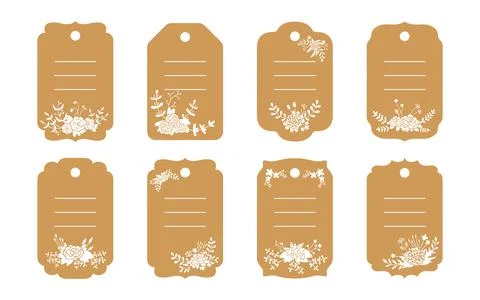 Blank labels template brown set craft flower tag Stock Illustration