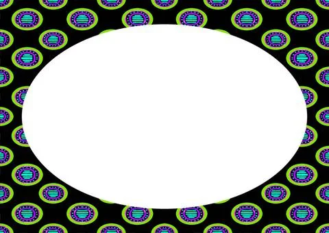 Blank Landscape Frame With Patterned Design Rounded Borders White circle f... Stock Photos