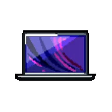 Blank laptop computer pixel art vector illustration Stock Illustration